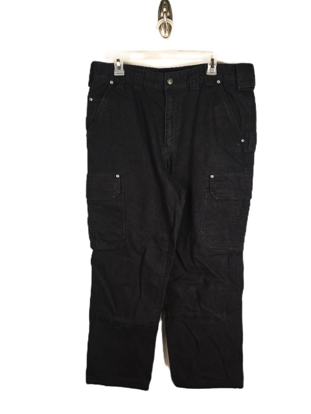 Duluth Trading Mens Ultimate Cargo Work Pants 38 x 32 Black Fire Hose Heavy Duty